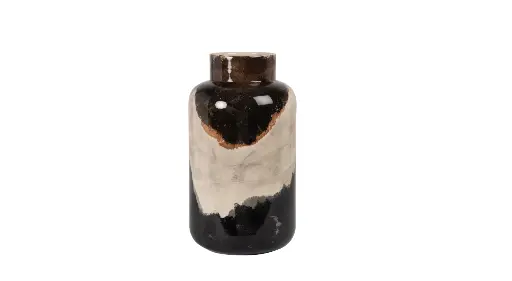 Vase en grès noir, moka et beige 